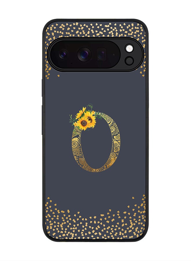 For Google Pixel 10 Pro XL Case,Slim fit Camera Protection, Shockproof Thin Phone cover  - Custom Floral Monogram - O  (Grey )